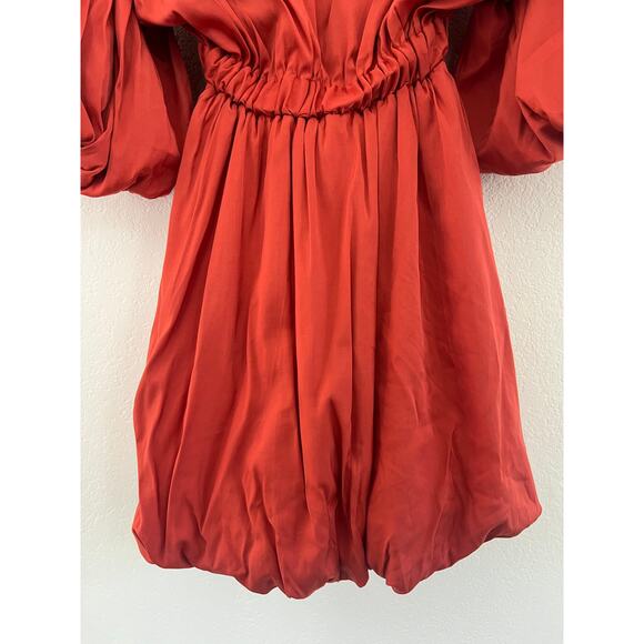 Prettylittlething V-Neck Mini Dress Women 0 Boho Fairy Burnt Orange Peasant Fall - Picture 14 of 15